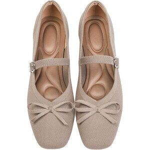 Women Khaki Fabric upper and rubber sole Casual Ballet Flats with Ankle Strap